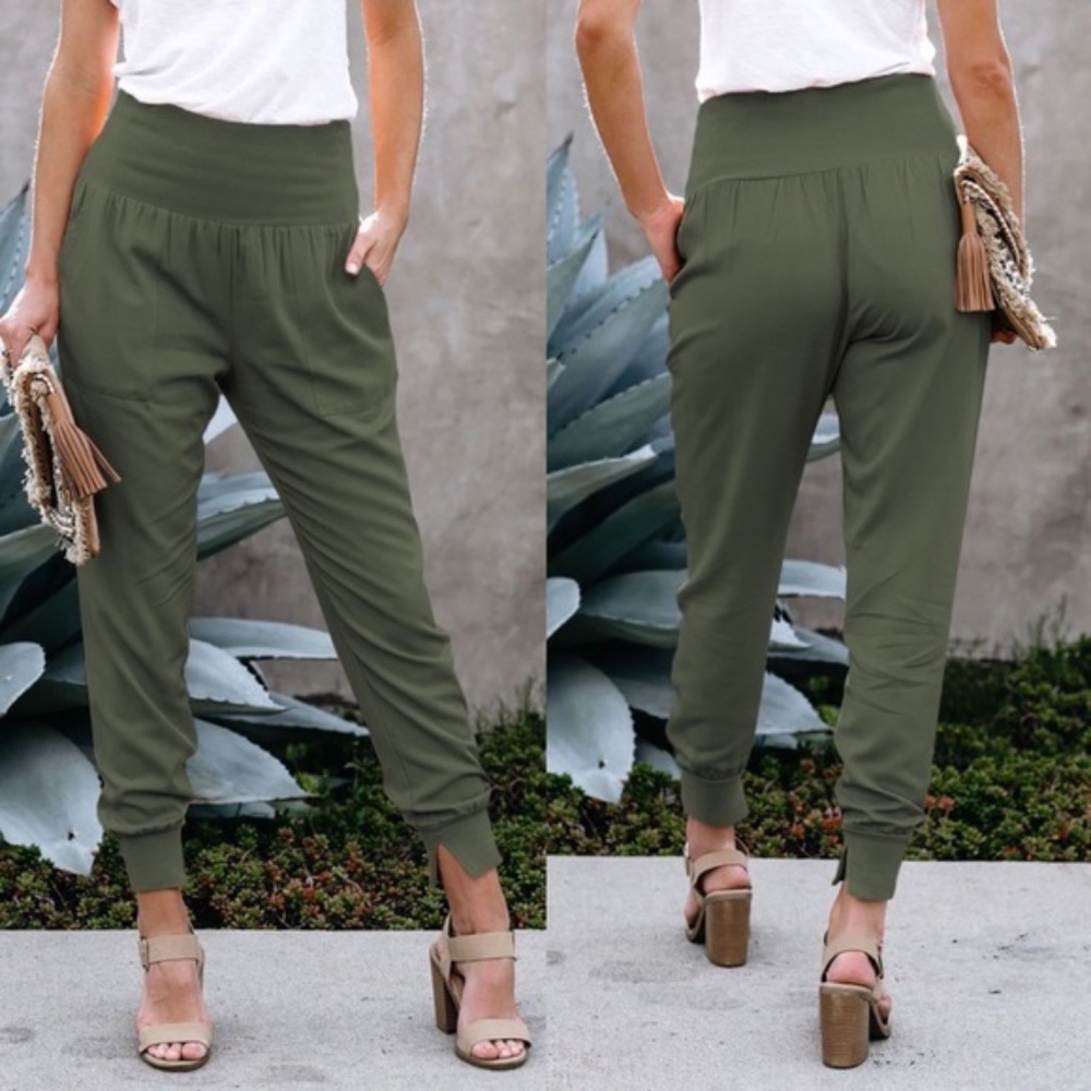 037 Ruched pocket Harem Style Pants Lounge Joggers - Picture 7 of 7